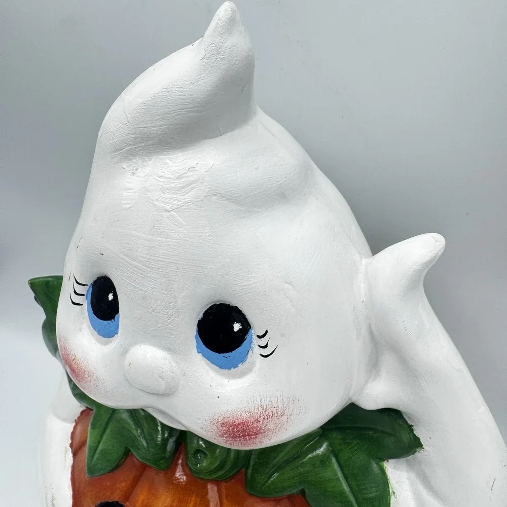 Vintage Ceramic Mold Halloween Ghost Costume Pumpkin Hand Painted 11.5